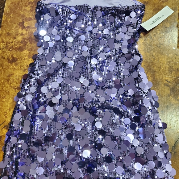 Sequin Strapless Purple Mini Dress - Picture 3 of 12